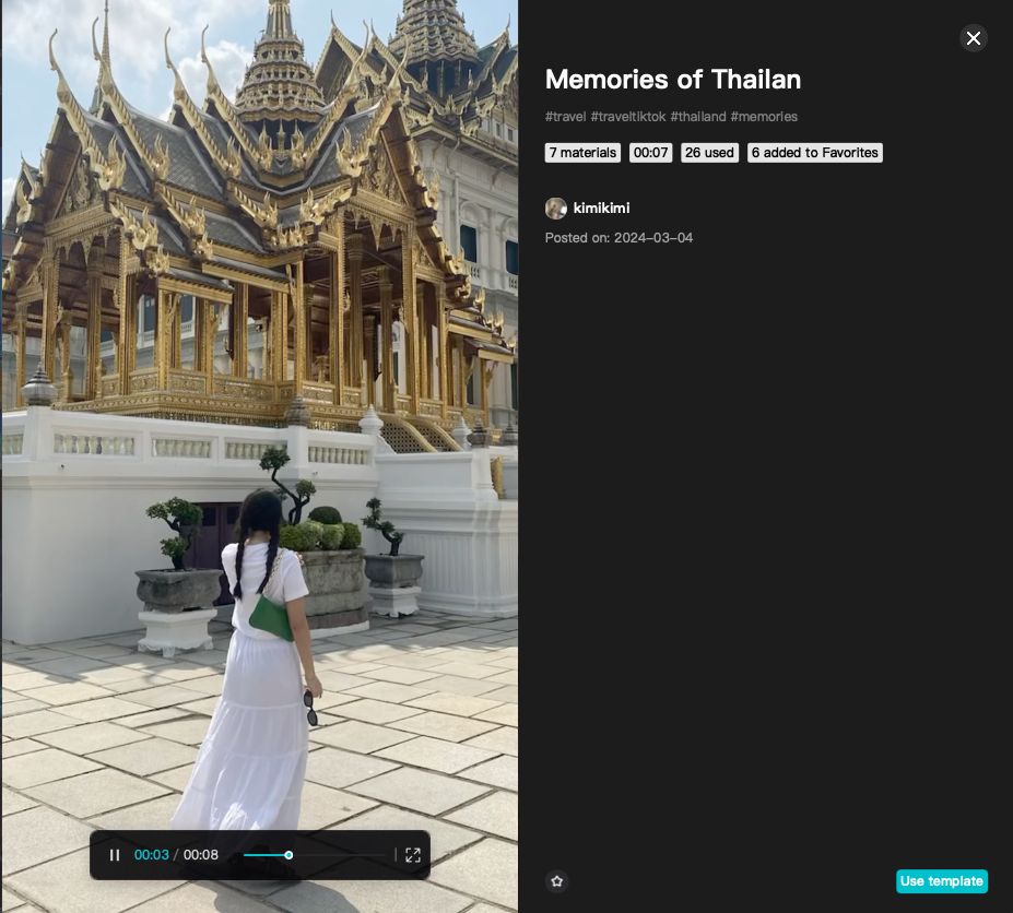 CapCut Thailand Mini Vlog Template