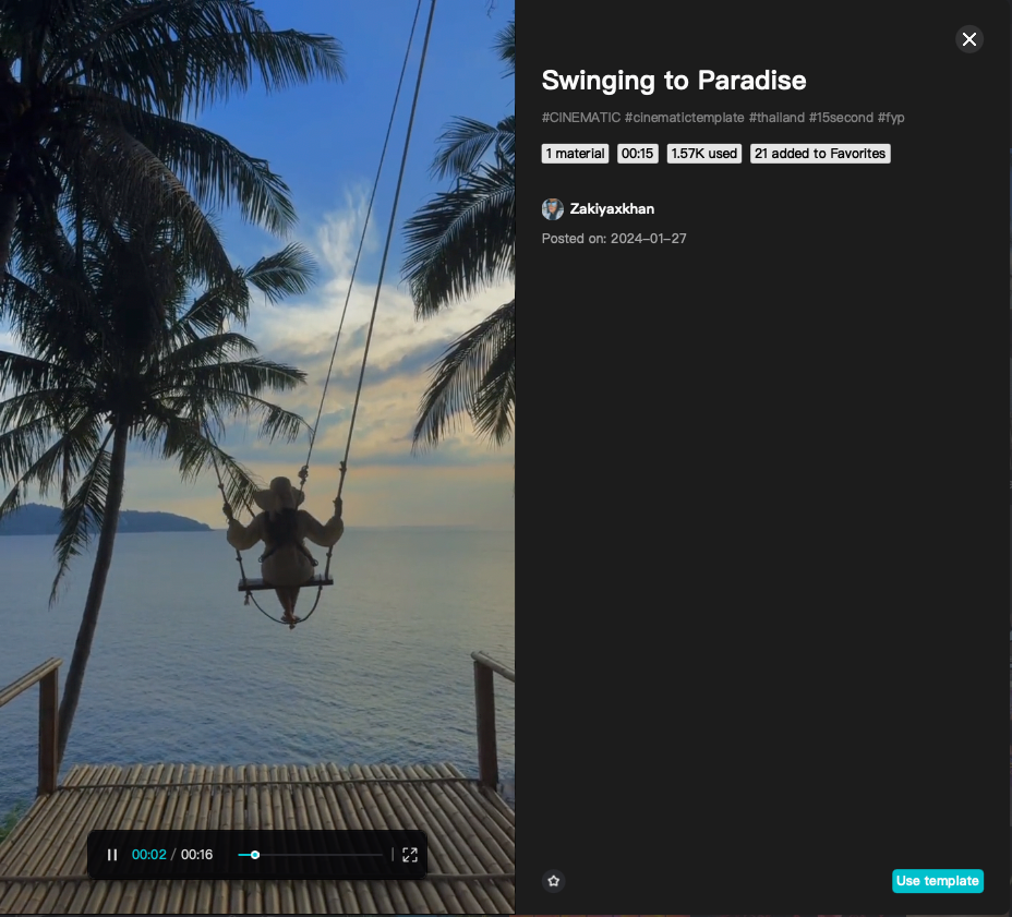 CapCut Swinging to Paradise Template