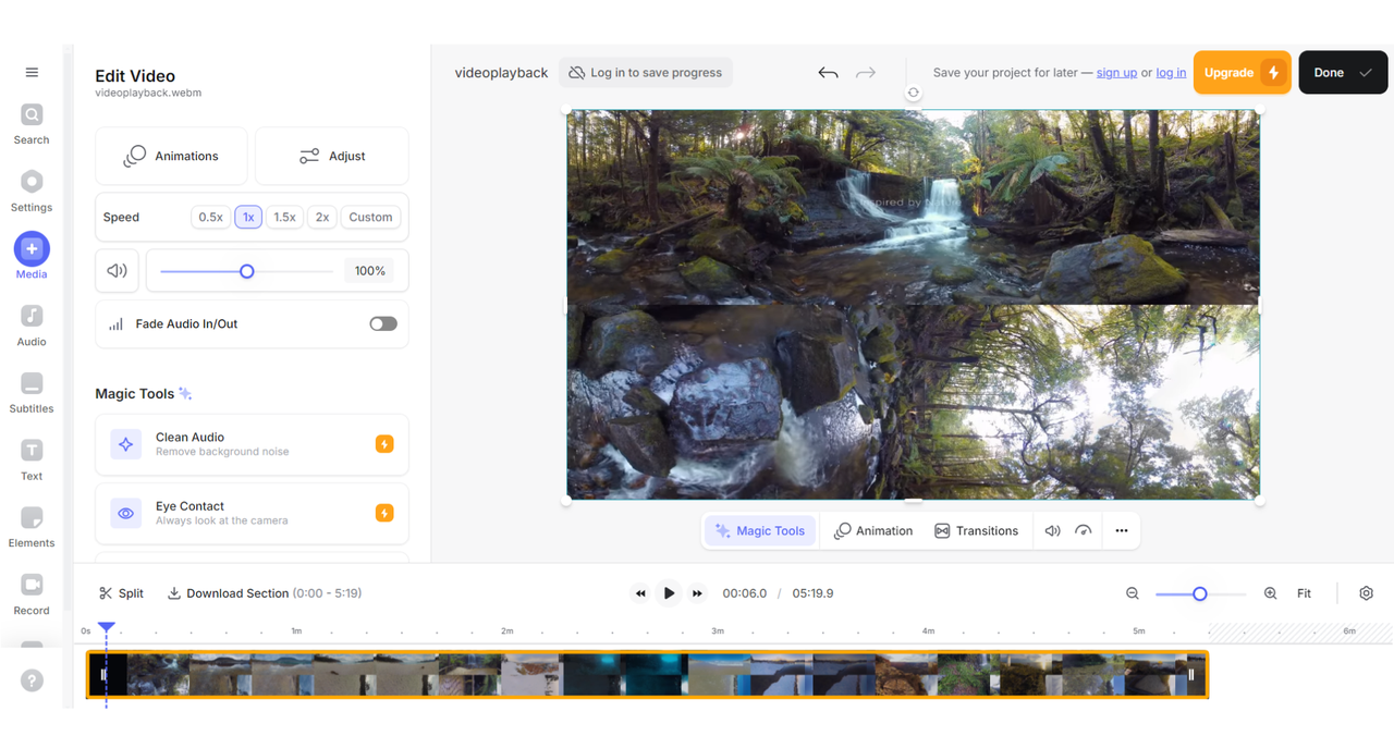 VEED على الانترنت الكاريوكي صانع الفيديو واجهة