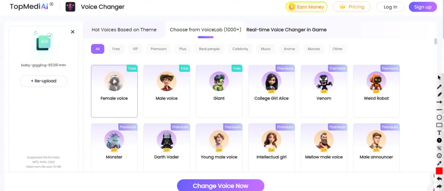 TopMediai is an online platform that provides Ghostface voice effects