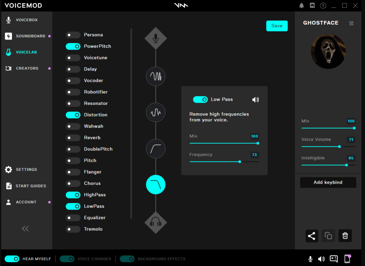 Voicemod is one of the best Ghostface online voice changer