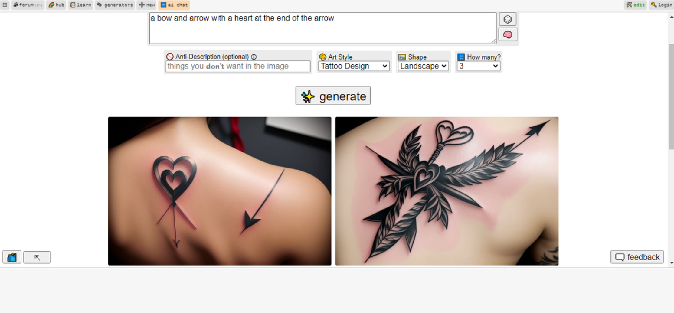 Perchance- free tattoo design generator