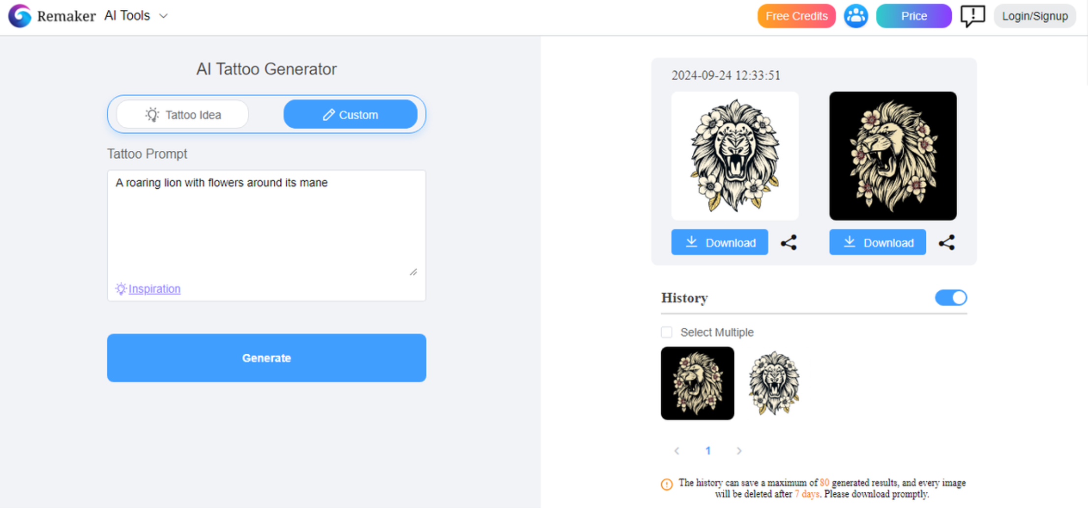 Online tattoo design maker free- Remaker AI