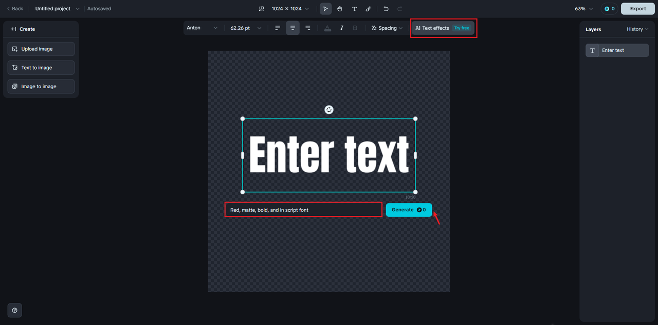 Type the detailed description of the text effect
