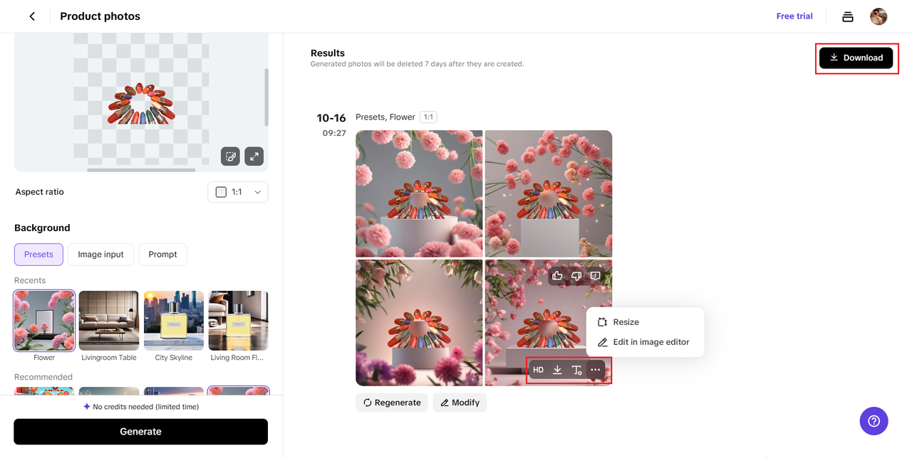 Preview changes and exporting
