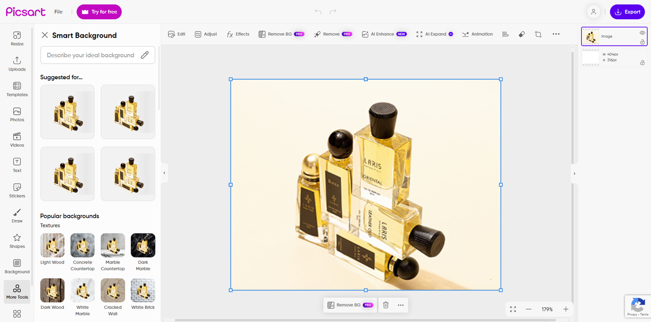 PicsArt AI background generator