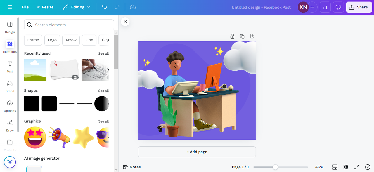 Make a digital art at Canva