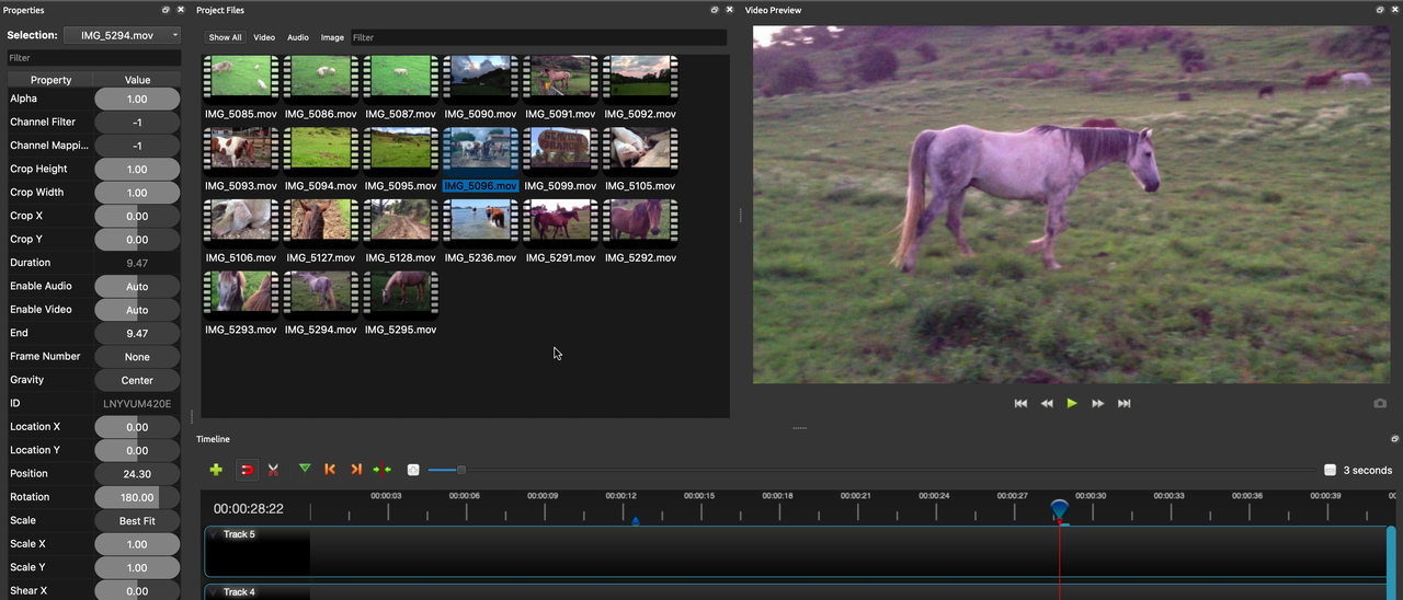 Interface of OpenShot - a versatile video editor