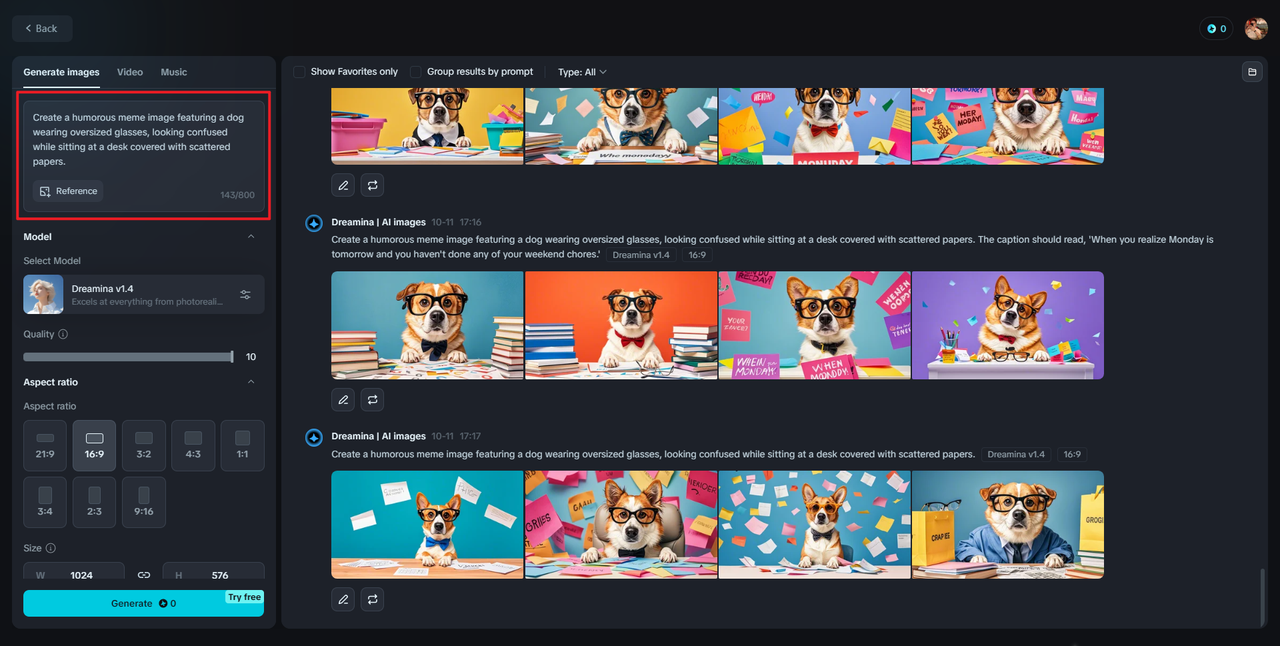 Write prompts for meme