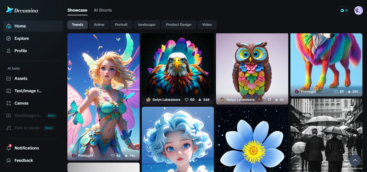 Dreamina's interface