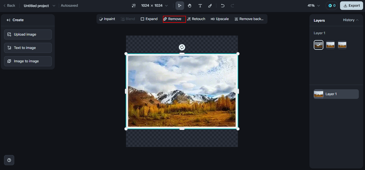 Select Remove tool and eleminate watermarks