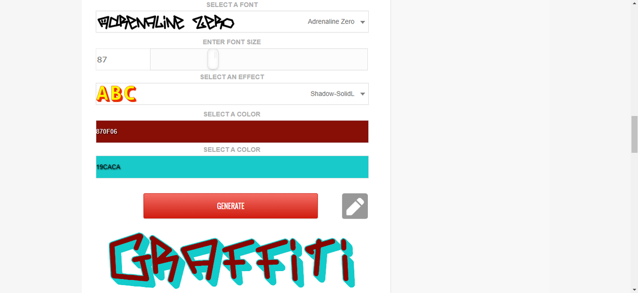 Make a graffiti design at Font Meme