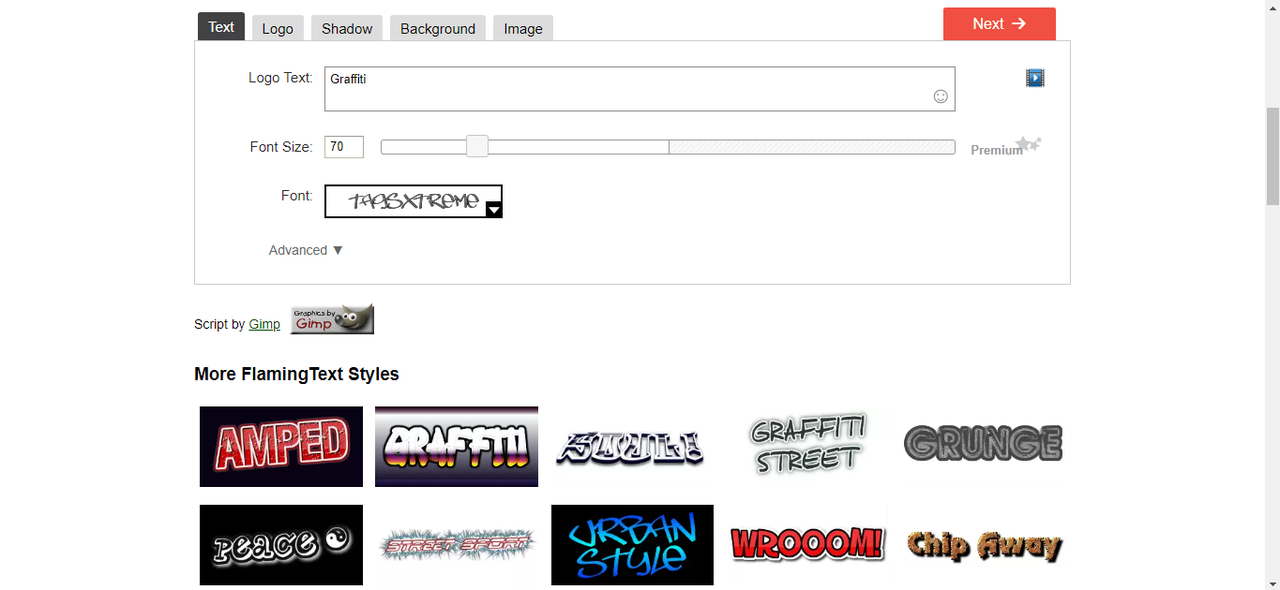 Make a graffiti design at Flaming Text