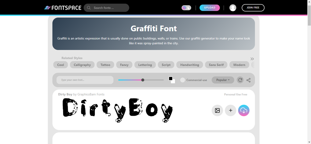 Make a graffiti design at FontSpace