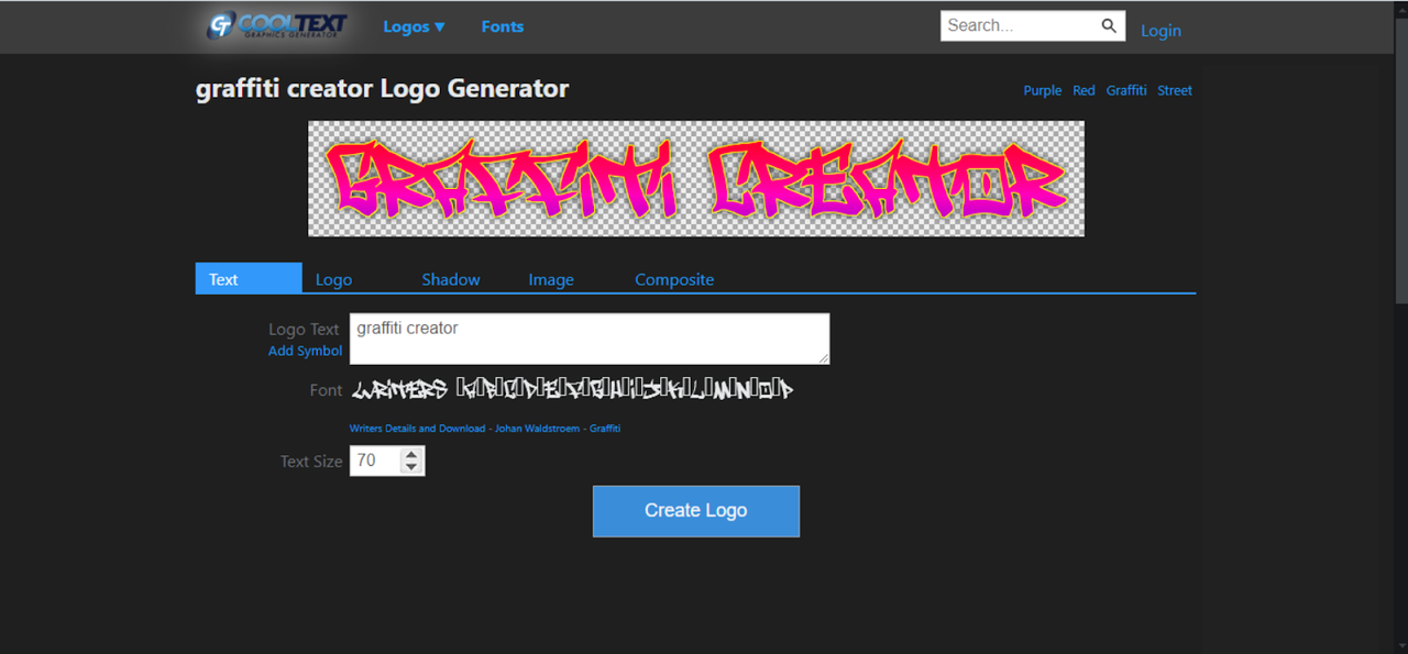 Make a graffiti design at Cool Text