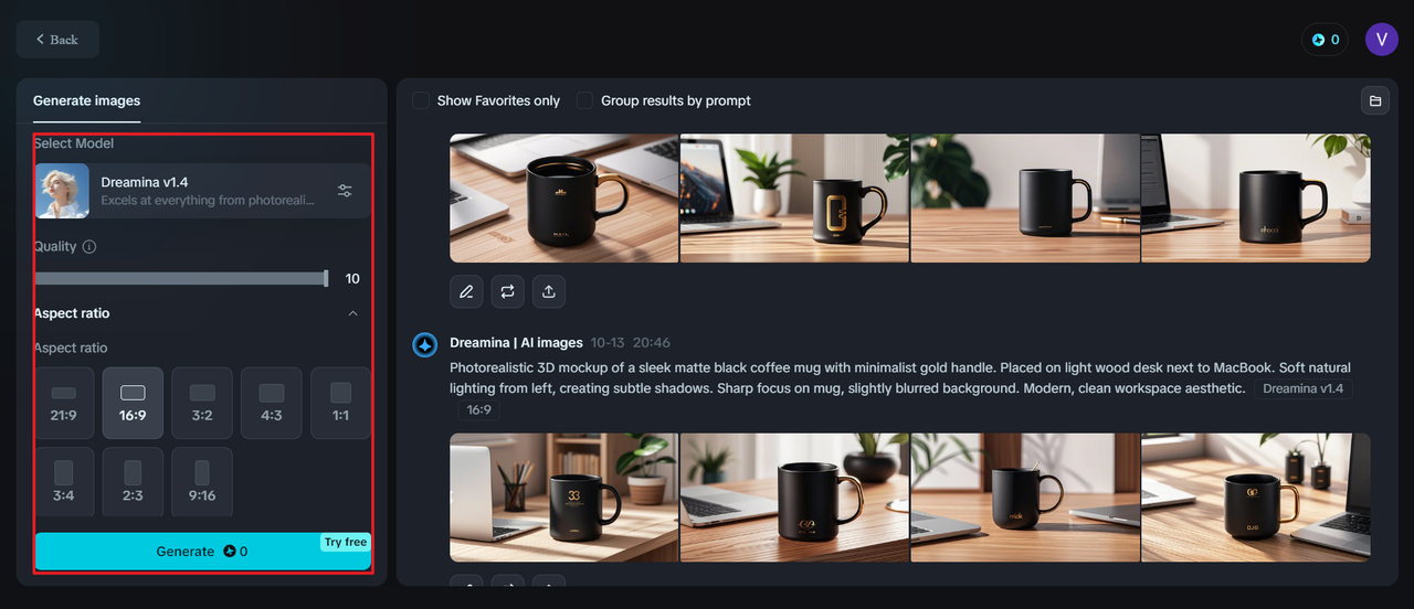 Click "Generate" to make mockup online