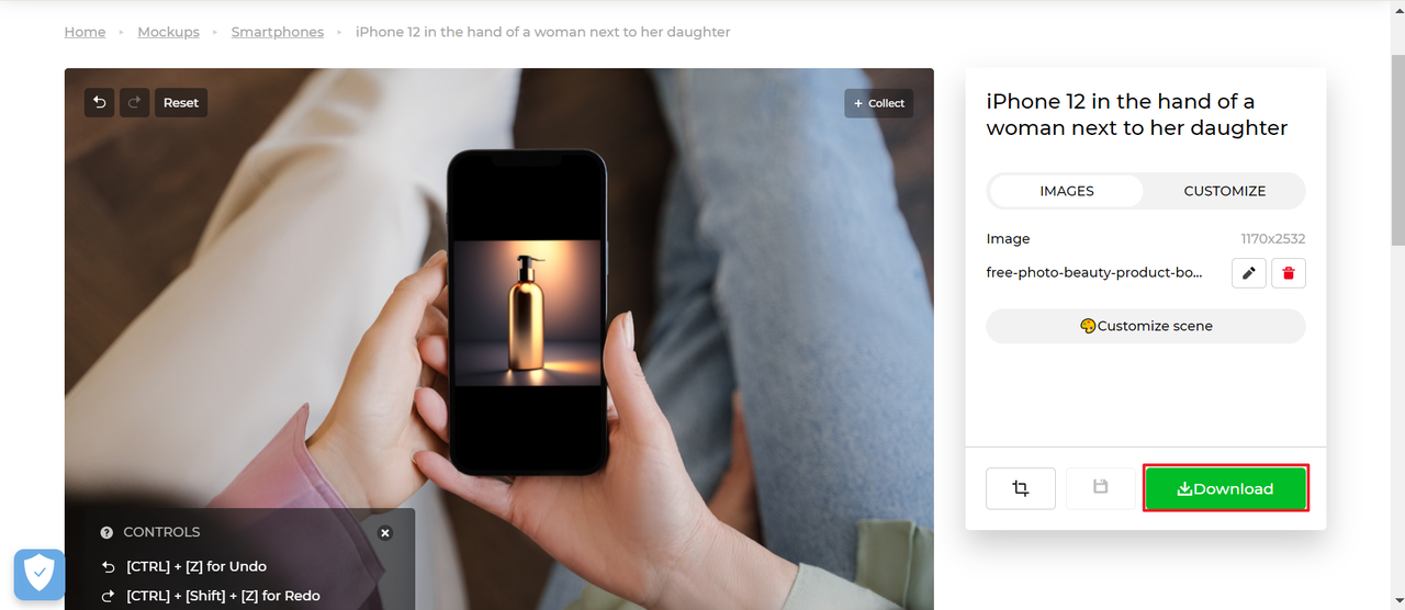 Click "Download" to save your mockup