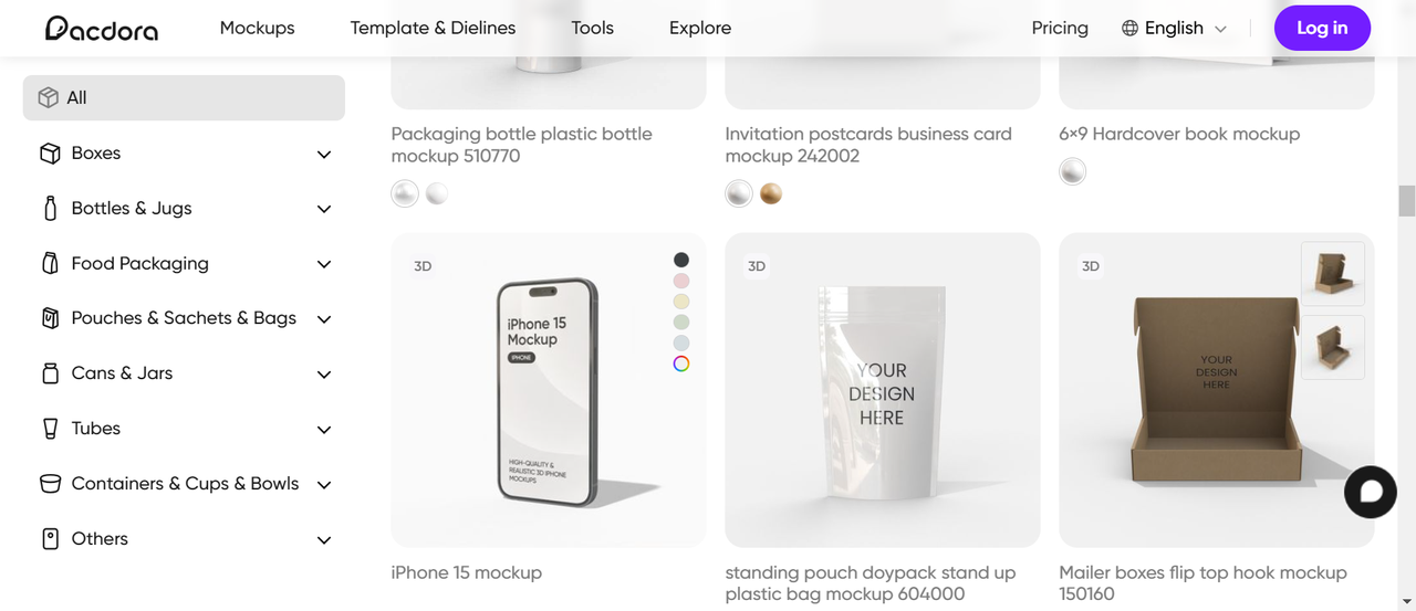 Click 3D mockup templates to create free mockups
