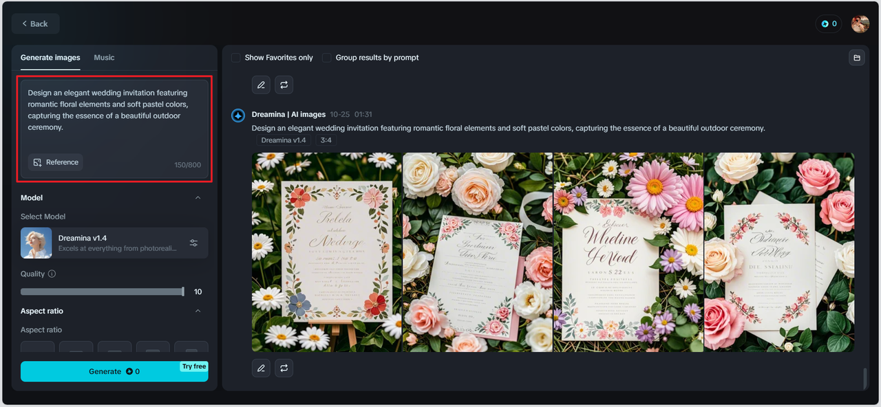 write prompt to create invite