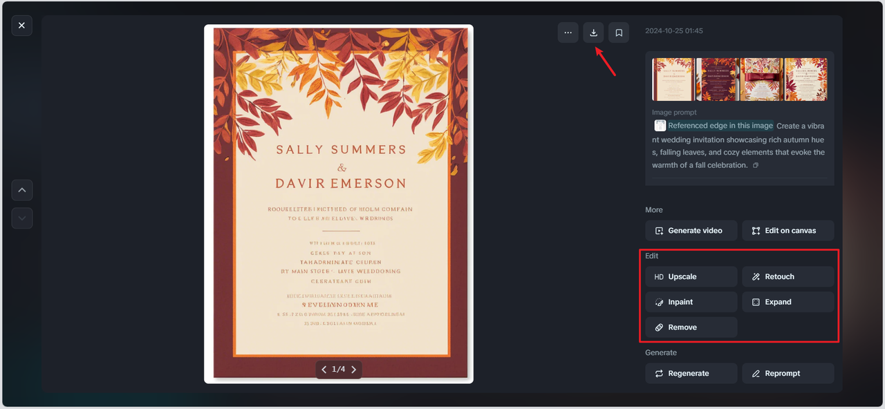 Export the final invitation card