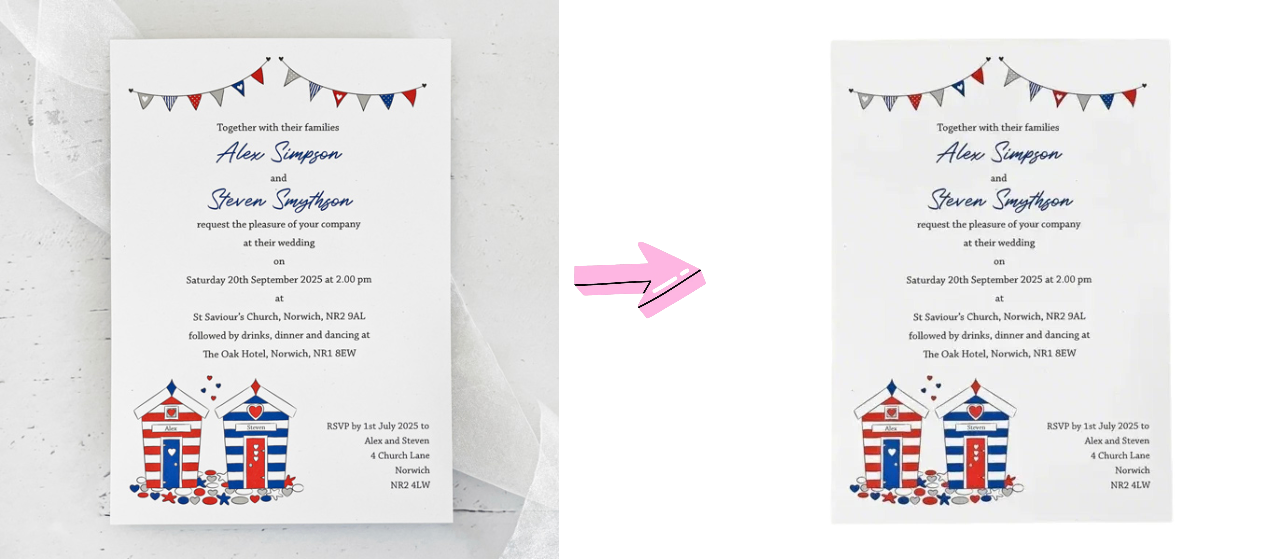 Remove background of wedding invitation card