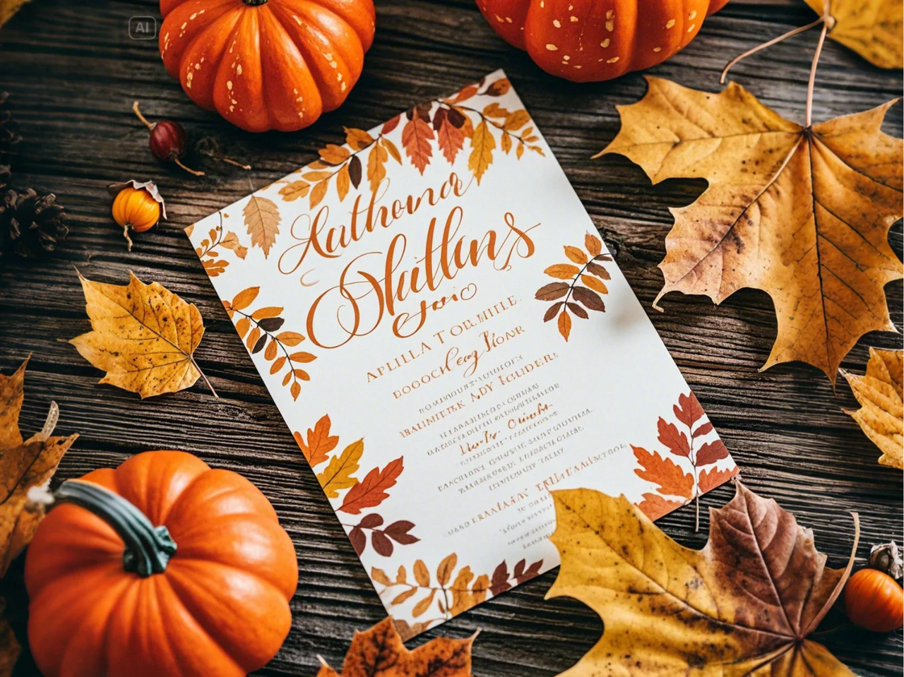 Fall wedding invitation