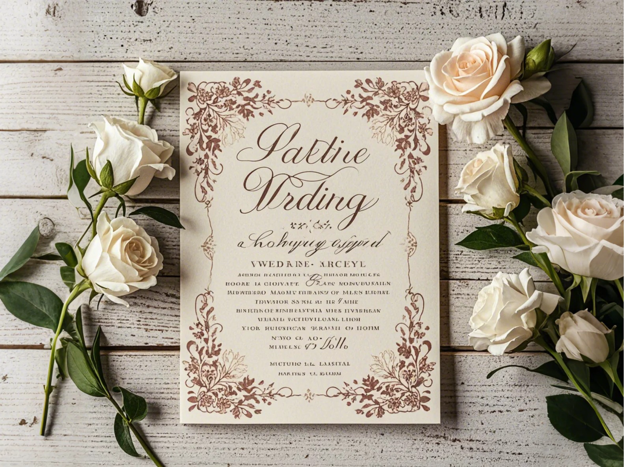 Vintage-themed wedding invitation
