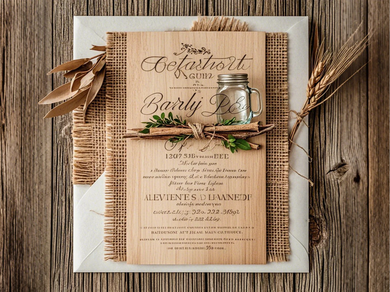 Rustic barn wedding invitation
