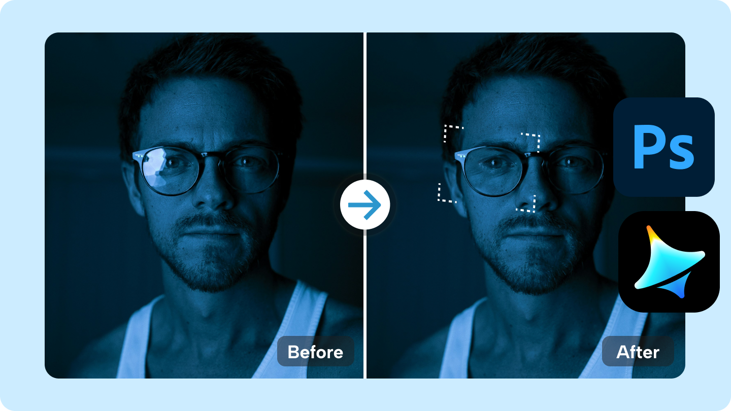 how to remove glasses glare in photoshop