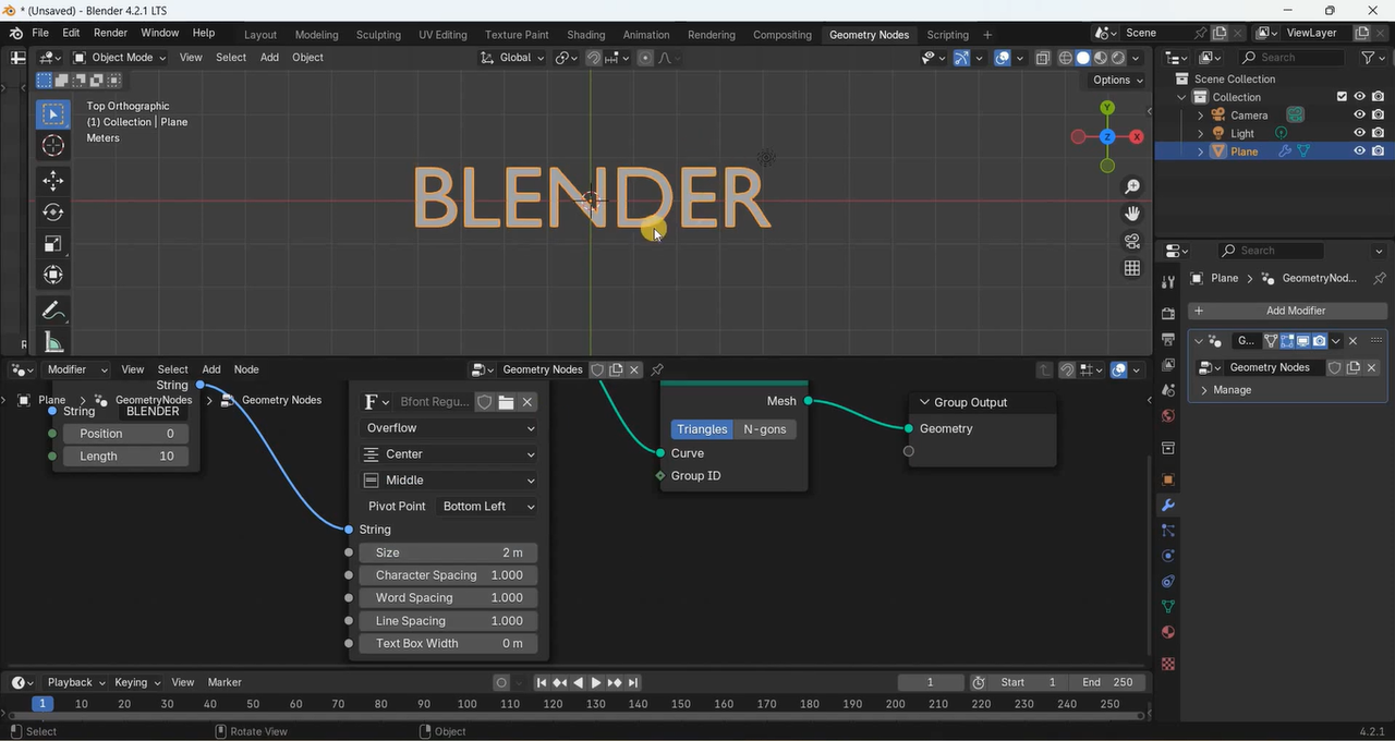 Interface of Blender - the reliable kinetic typography software for free