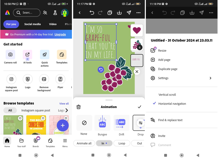 Image showing how to do kinetic typography in the Adobe Express app