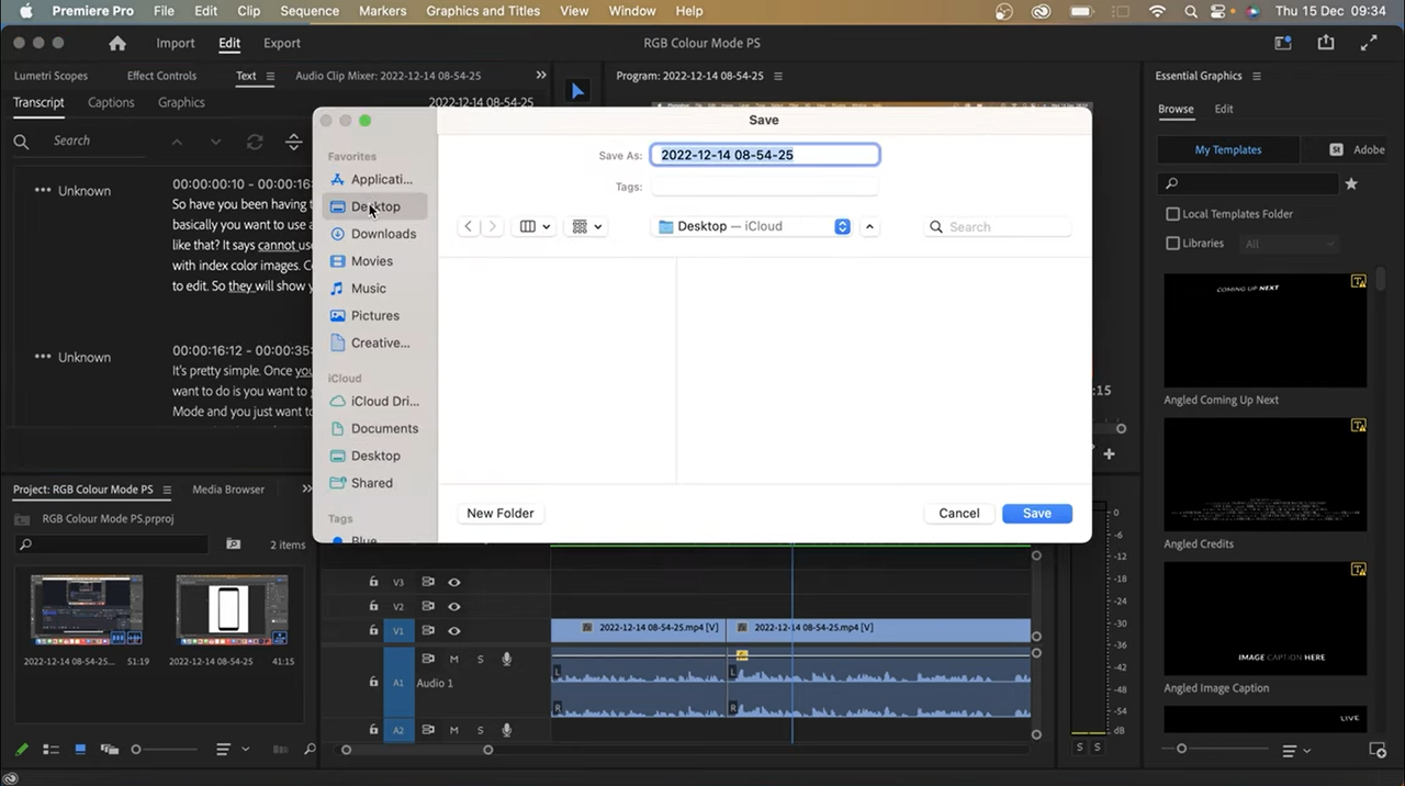 Saving a project into a PC after Adobe Premiere text animation