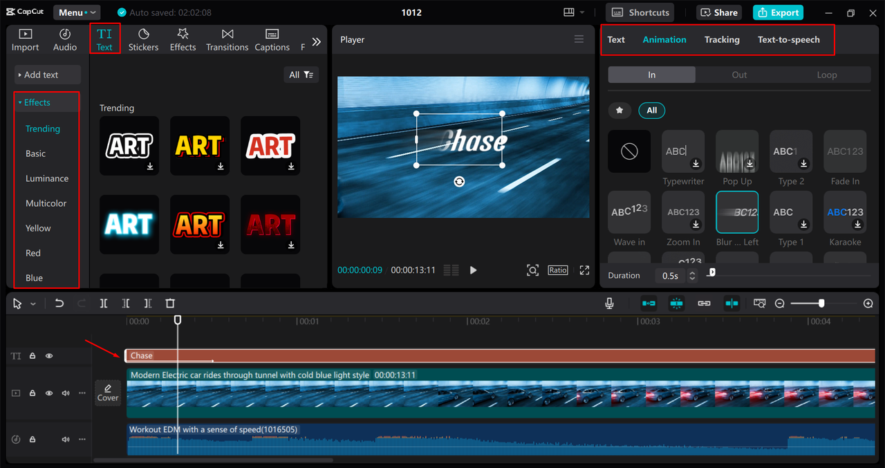 Apply animations to text in videos using the CapCut desktop video editor