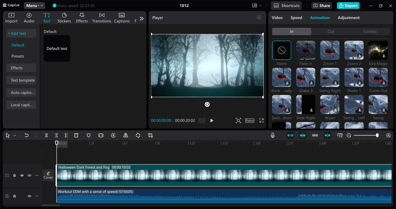 Interface of the CapCut desktop video editor - an easy way to add gold text to videos on PC