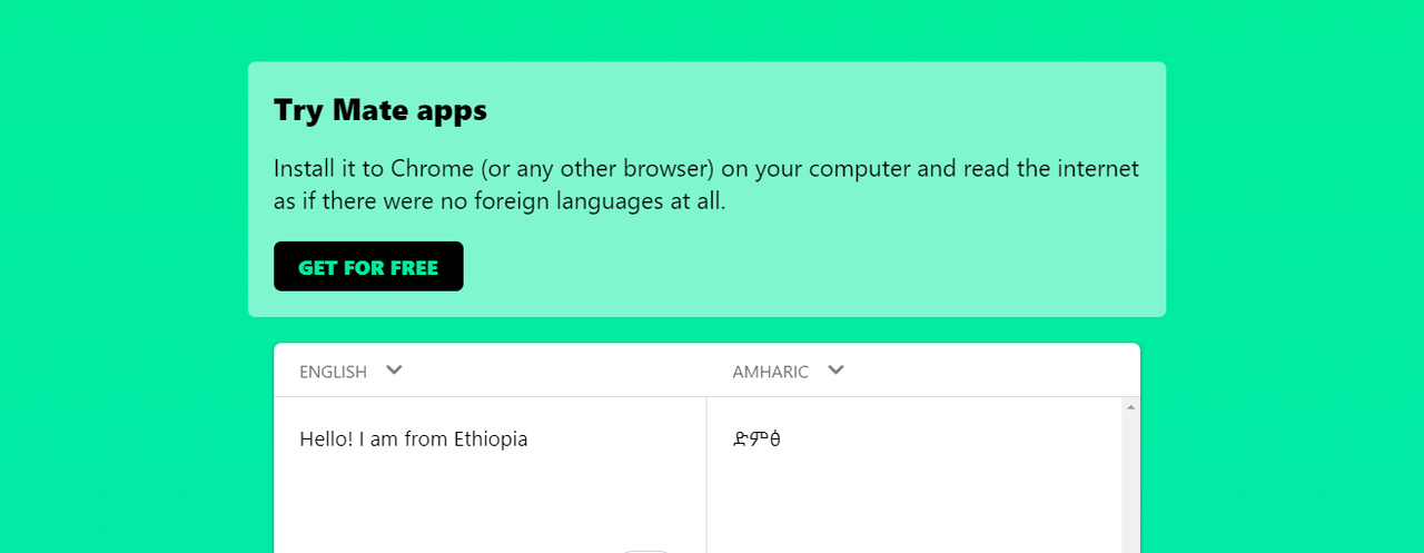 Interface of Gikken - a versatile online platform to translate English to Amharic voice