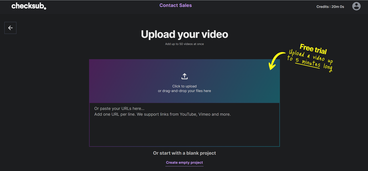Interface of Checksub - a reliable platform to translate Afrikaans to English voice