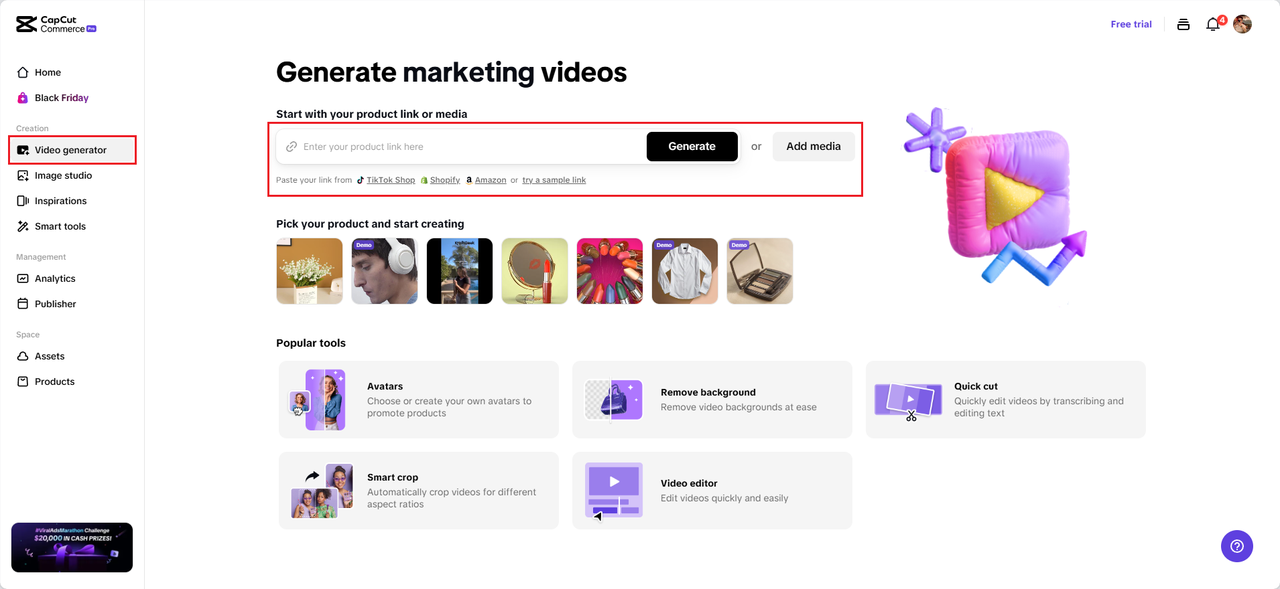 Paggawa ng iyong video: URL patungo sa promo video