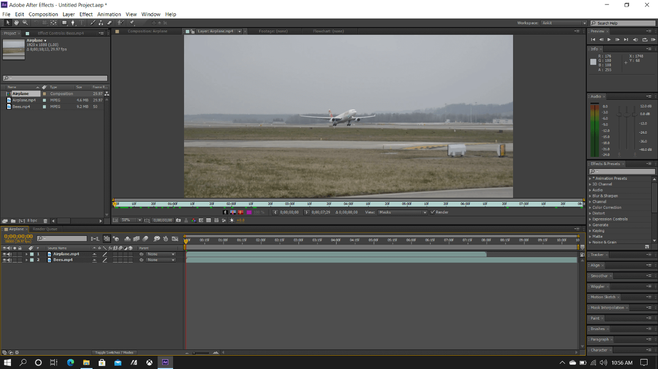 Interface of Adobe After Effects - reliable Movavi video editor alternative