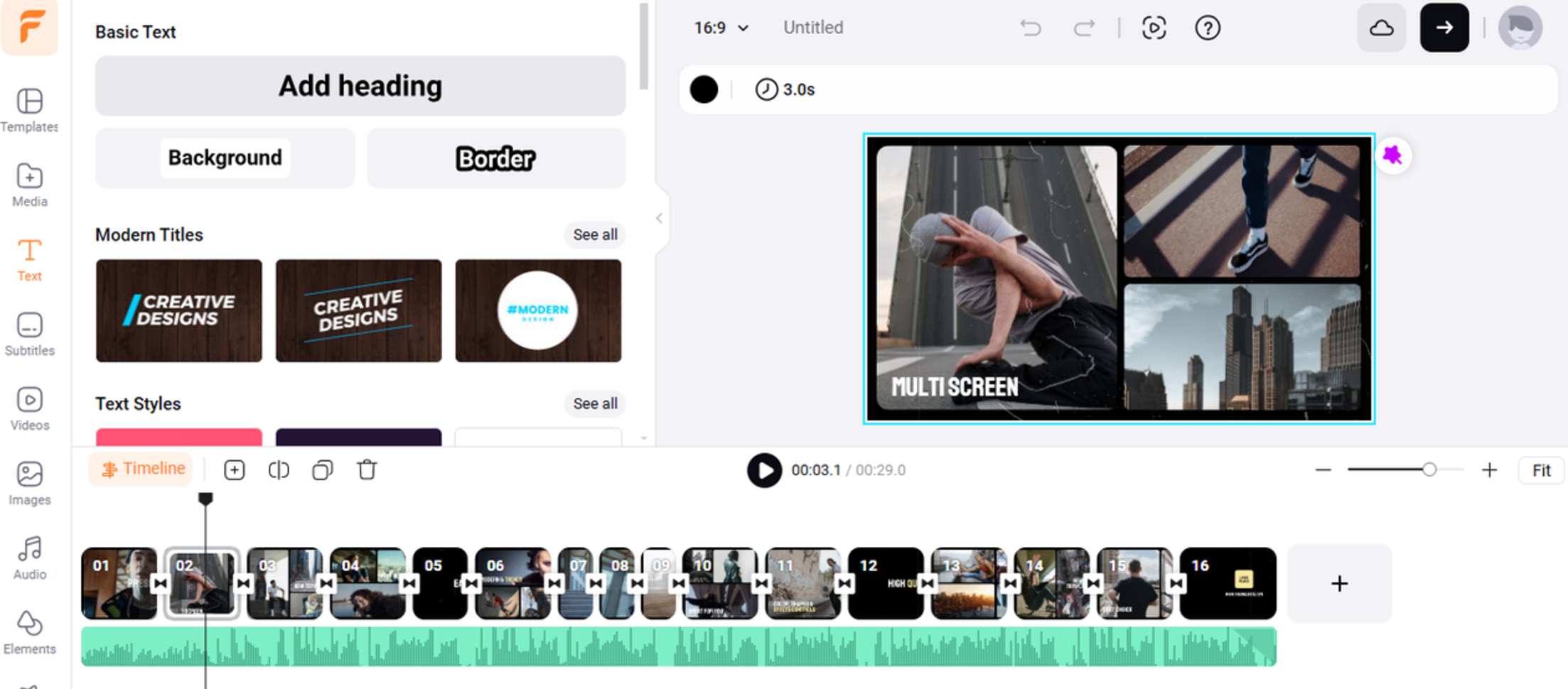 Interface of FlexClip - the online free Movavi alternative