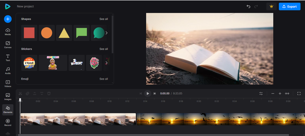 Interface of Clideo - the popular online video editor