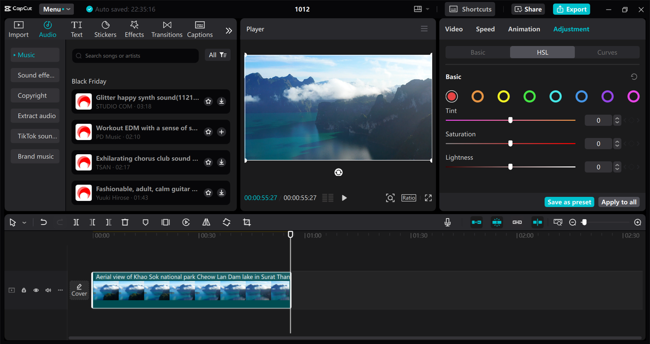 Interface of the CapCut desktop video editor - a user-friendly alternative to Filmora