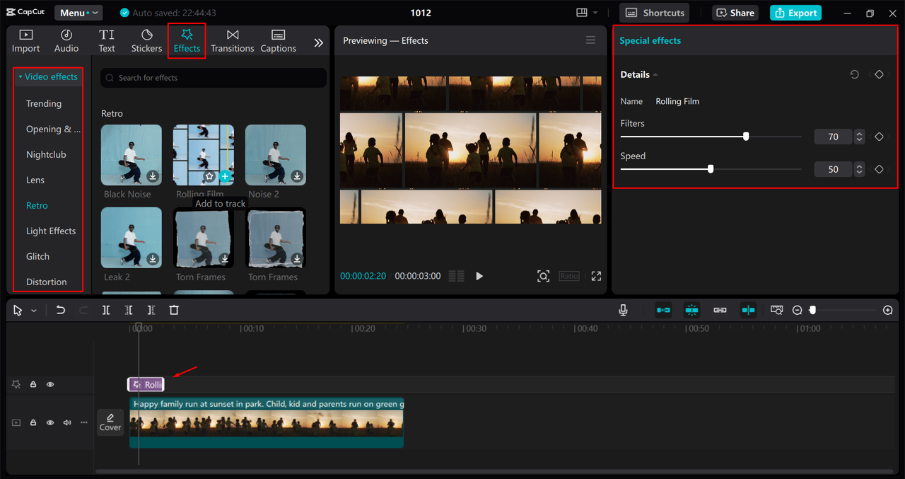 Interface of the CapCut desktop video editor - editing a video in the CapCut desktop video editor