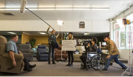 Example of a dolly shot with secondary camera movement