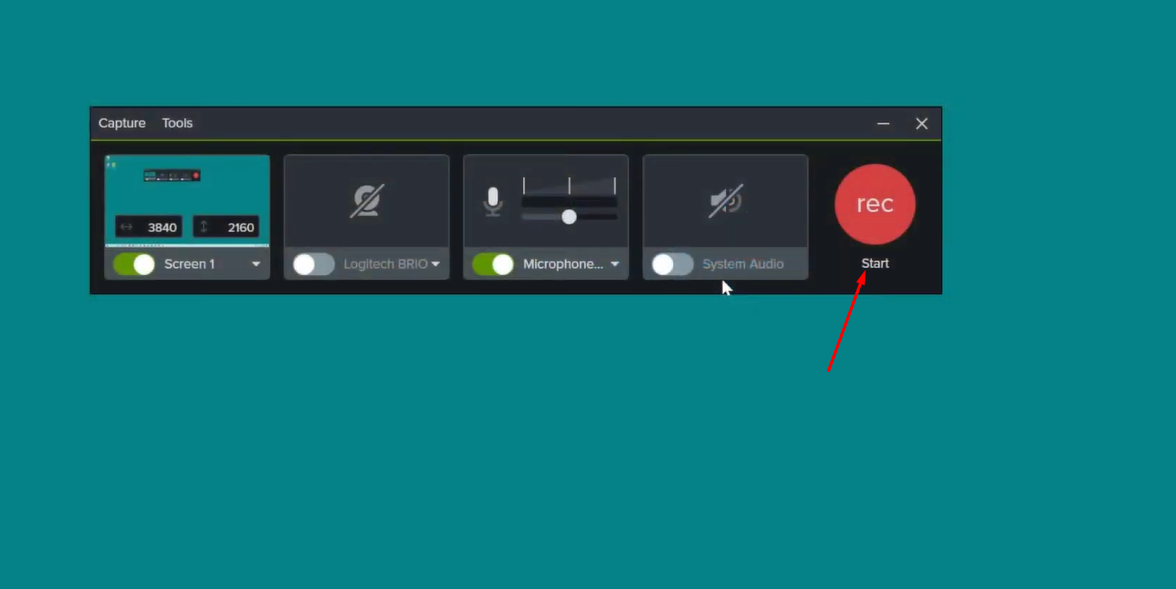 Recording the screen in Camtasia studio software
