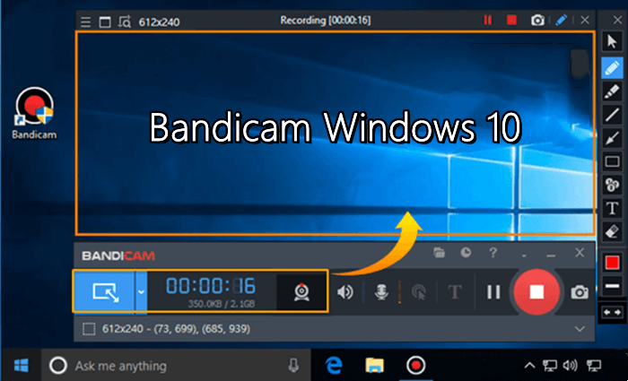 Interface of Bandicam - well-known Camtasia alternative for Windows