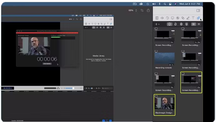 Importing or recording a screen in ScreenFlow software