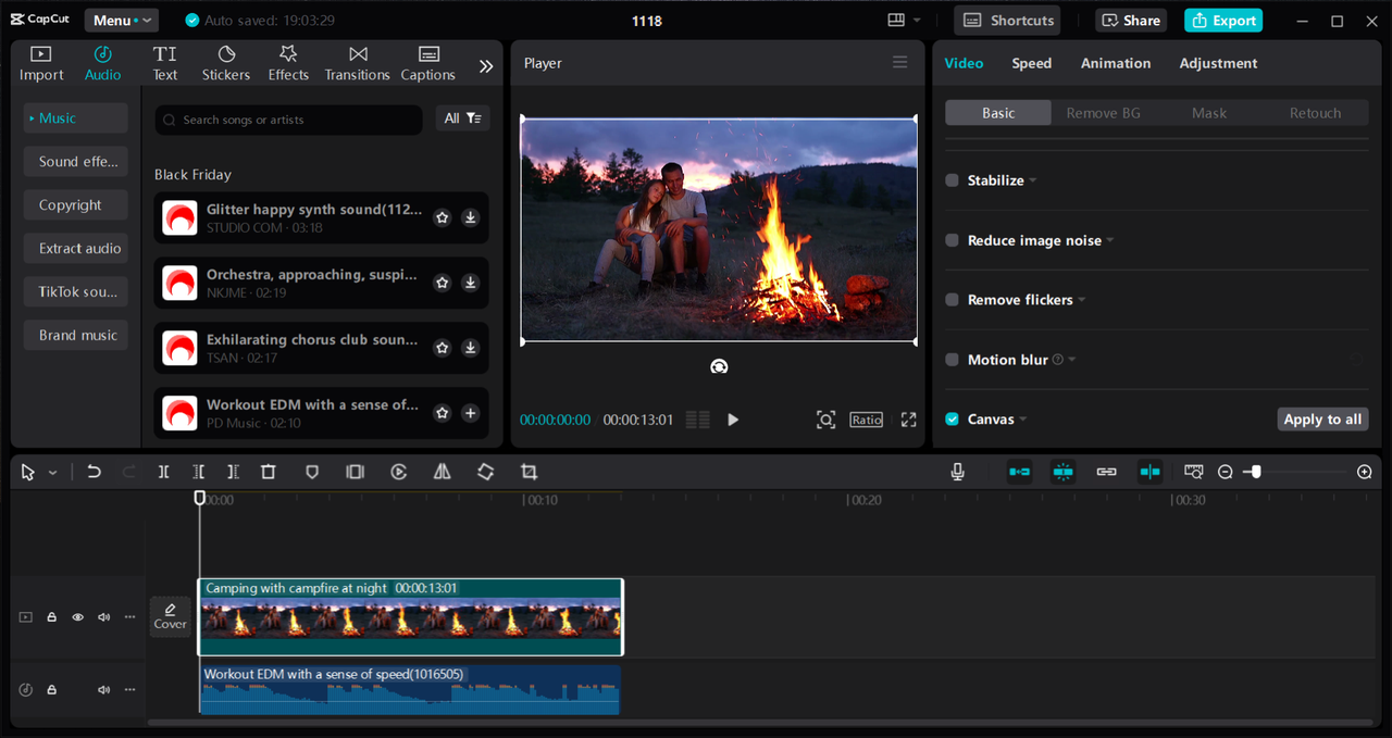 Interface of the CapCut desktop video editor - a PC software to edit screen recordings with ease