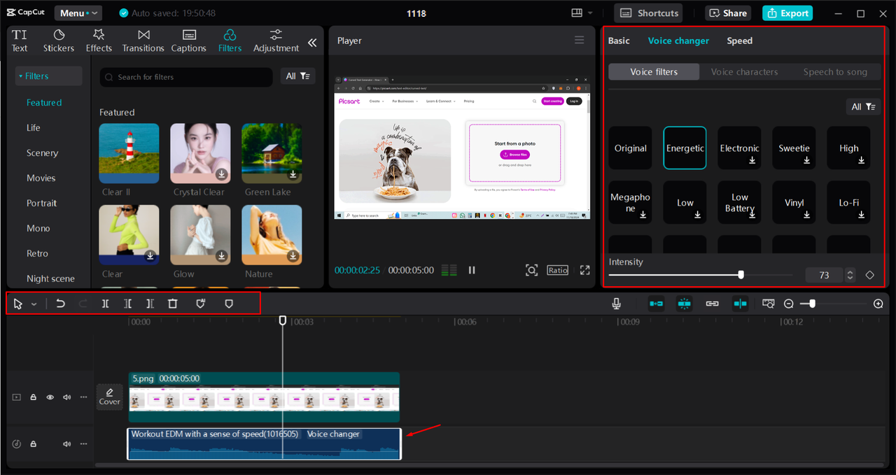 Customizing the screen recordings in the CapCut desktop video editor
