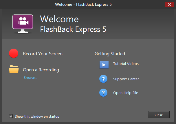 Setting up the recording in FlashBack Express software