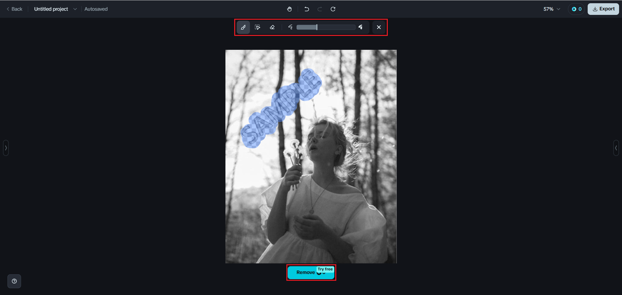 Adjust the removing area